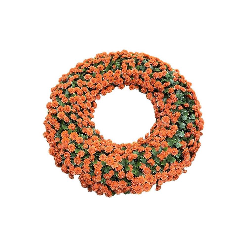 Wicker Park 24" Faux Floral Wreath Pumpkin Multi
